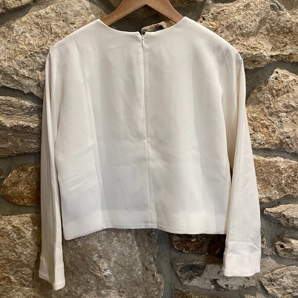 J Crew 365 Ivory Crepe Boxy Crop Tailored Top size 6 - Picture 3 of 9